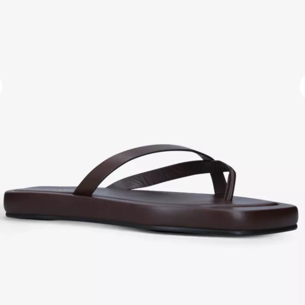 Frame Denim Women's Dark Brown Leather Strappy Slide Sandal - Picture 11 of 12